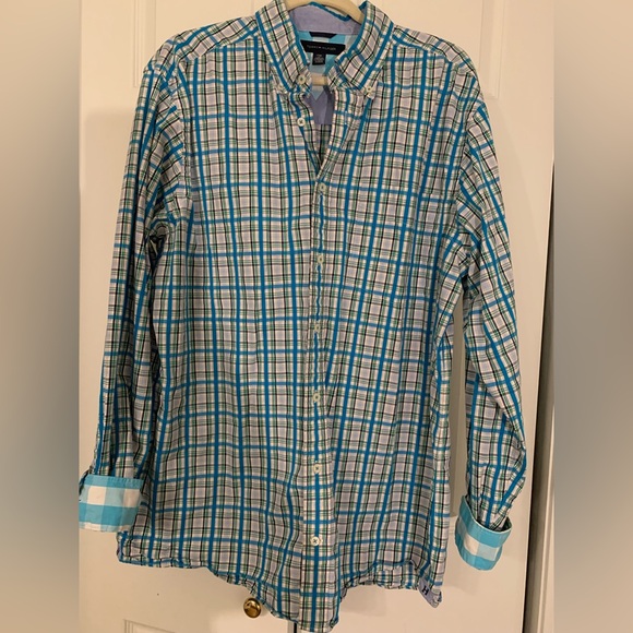 Tommy Hilfiger Other - Tommy Hilfiger Teal and Green Plaid Shirt Size Large Gorgeous Color